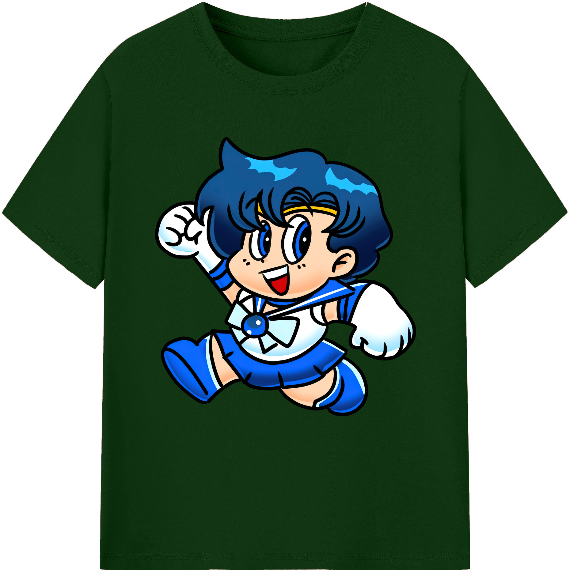 （画像用） 美少女戦士セーラームーン 水野 亜美 みずの あみ Sailor Moon Mizuno Ami 綿100％半袖Tシャツ（フロントプリント）